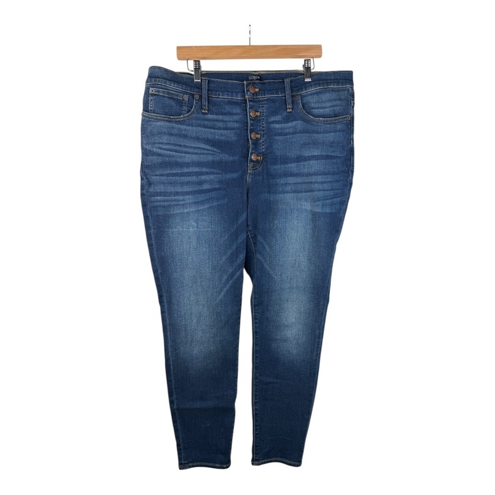 J. Crew 9" High Rise Button Fly Skinny Jeans size 34 Blue